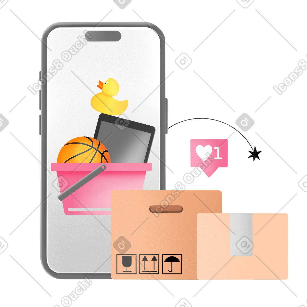 Ilustración Delivery from online store en estilo Joy a descargar en PNG y SVG