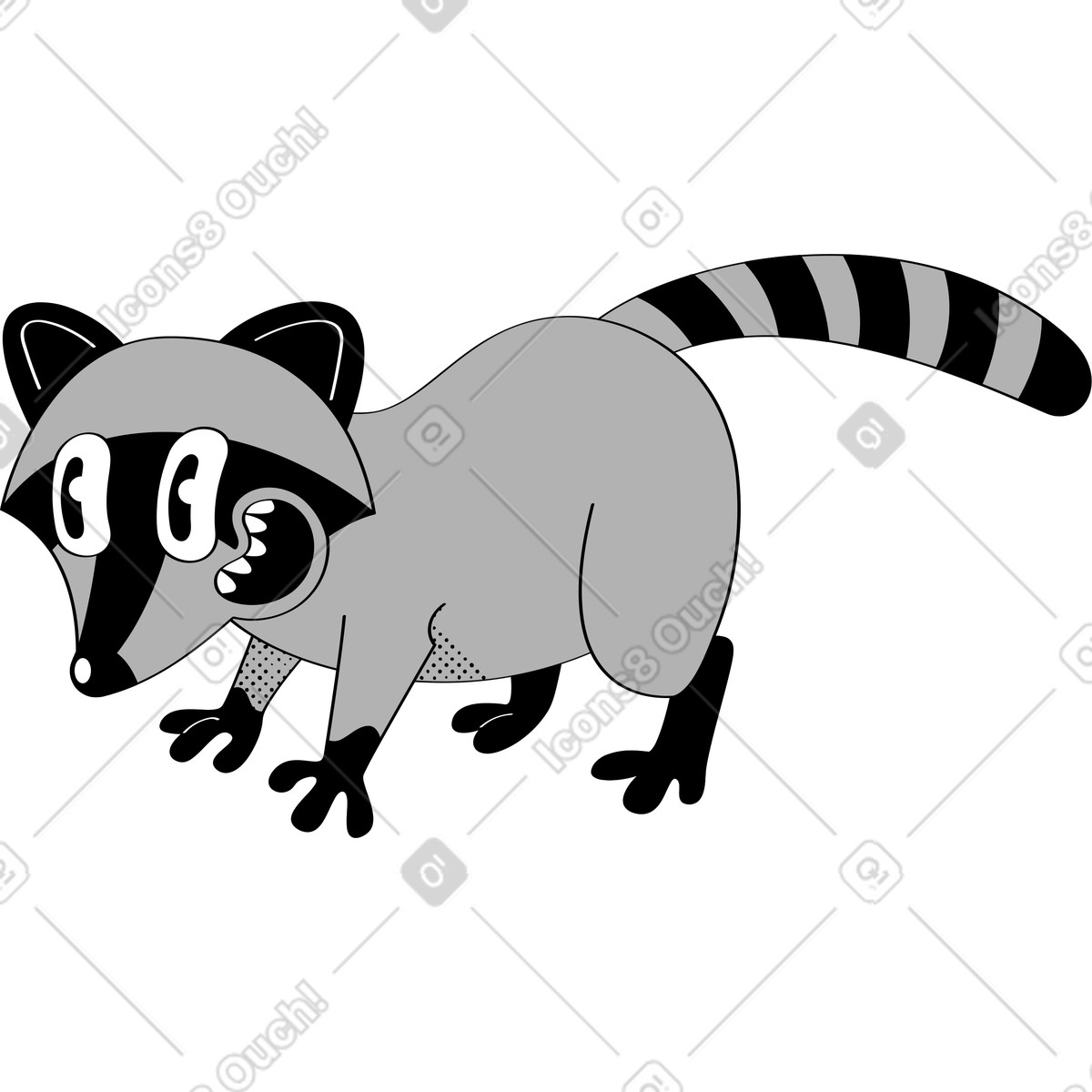 Procione illustrazione in stile Looney scarica in PNG, SVG