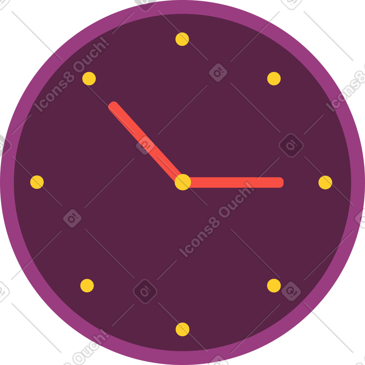 Orologio bordeaux illustrazione in stile Sammy scarica in PNG, SVG