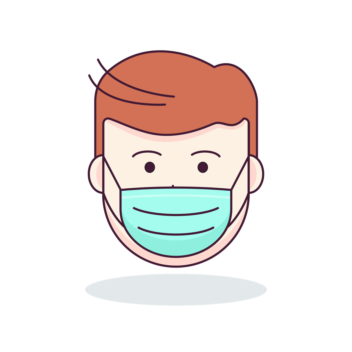 Ilustración Person with medical mask, health safety and disease prevention en estilo Gummy a descargar en PNG y SVG