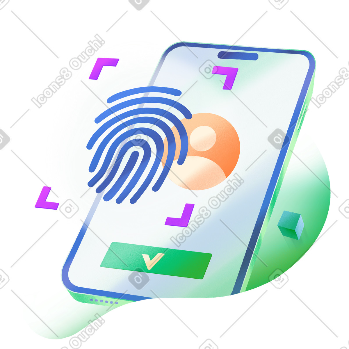 Utilizzo del touch id per sbloccare il telefono illustrazione in stile Smart scarica in PNG, SVG