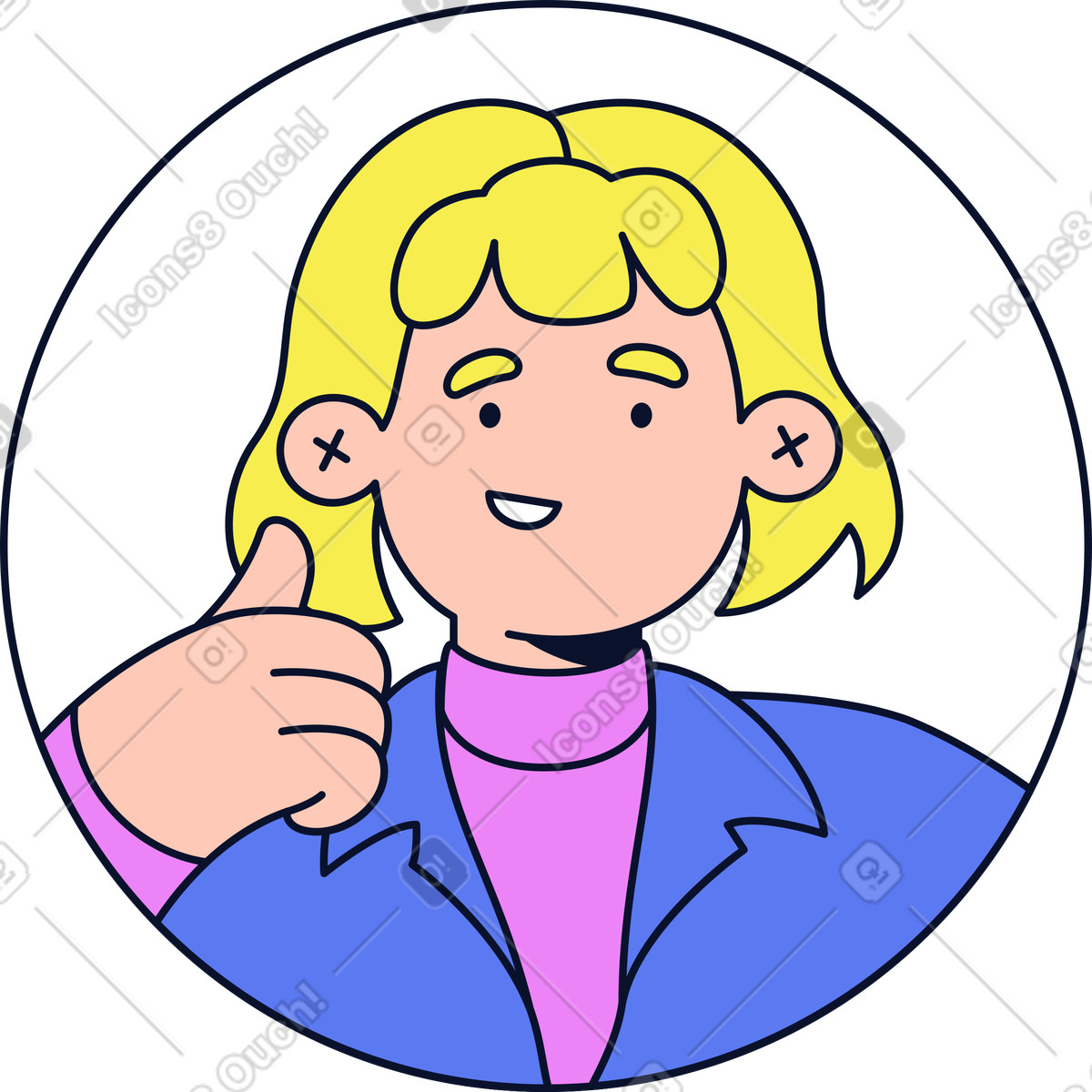 下载 Flexy 风格的 女人竖起大拇指头像 插画，支持 PNG、SVG 格式
