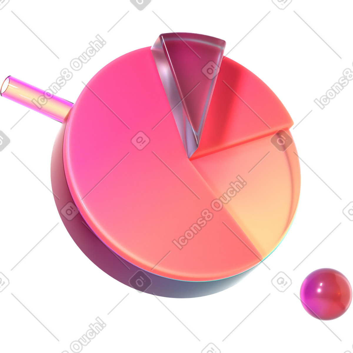 Ilustración Gráfico circular flotante en estilo 3D Glassy a descargar en PNG y SVG