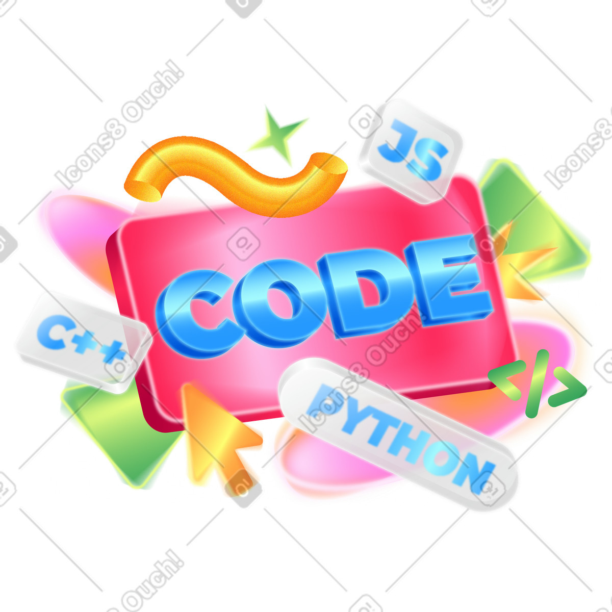 Lettering code and programming languages illustration in PNG, SVG