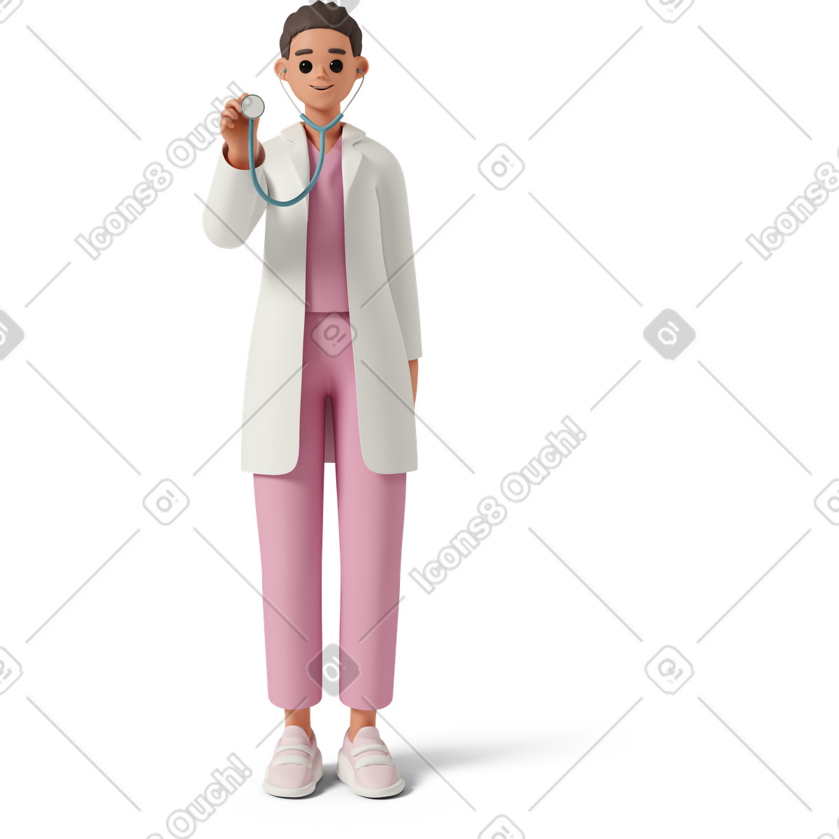 3D Casual life 스타일의 Female doctor with stethoscope 일러스트레이션 PNG, SVG 다운로드