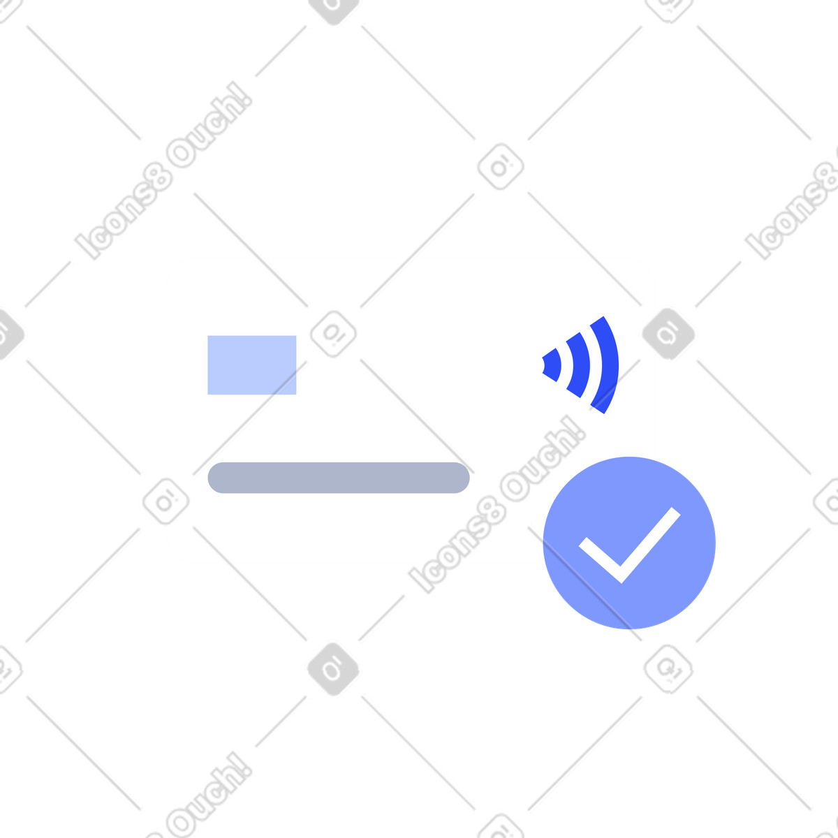 Approved bank card with tick, secure transaction confirmation and verification illustration in System style download in PNG, SVG