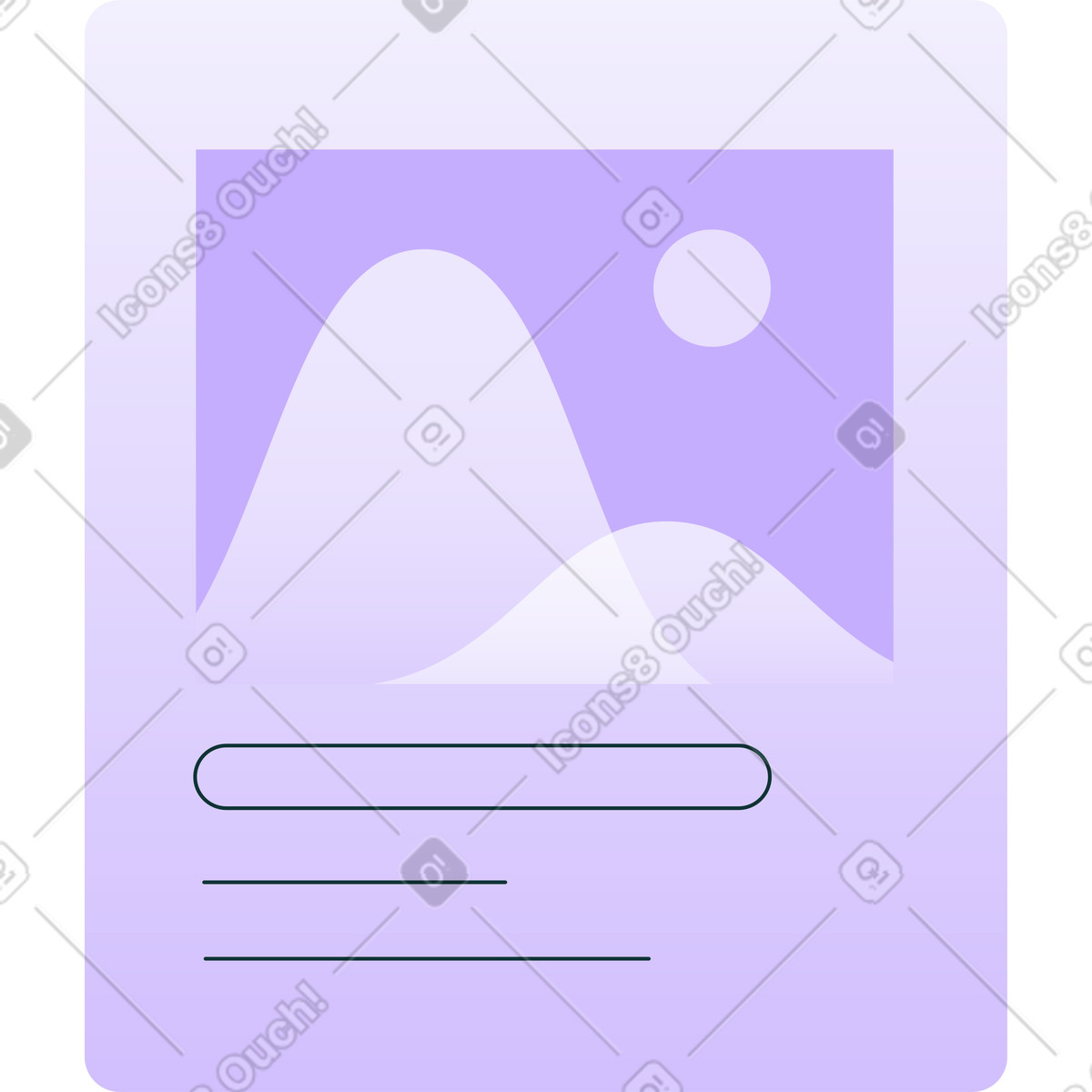 Transparent purple window with picture icon and text illustration in Florid style download in PNG, SVG