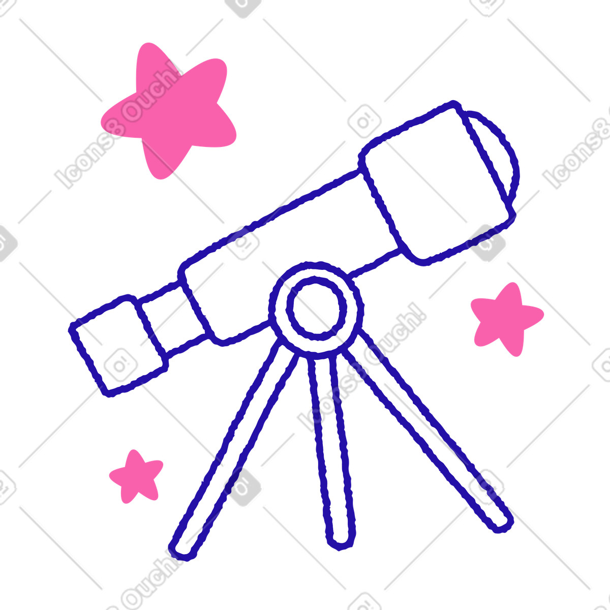 Whimsy 스타일의 별을 관찰하기 위한 망원경 일러스트레이션 PNG, SVG 다운로드