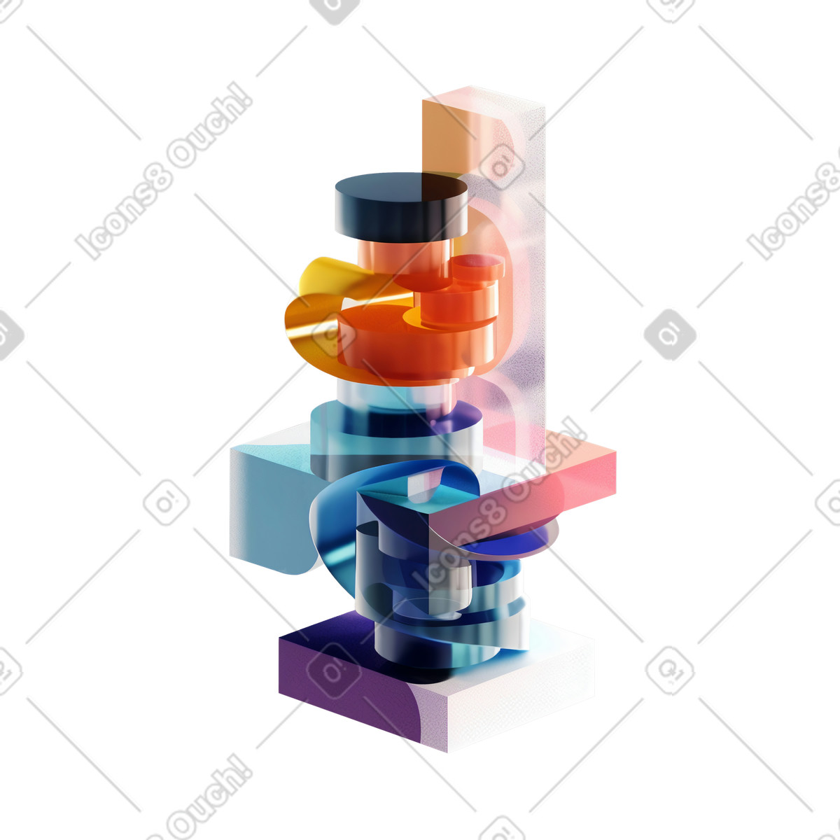 Abstract geometrical glass stack illustration swirls clipart in PNG SVG GIF