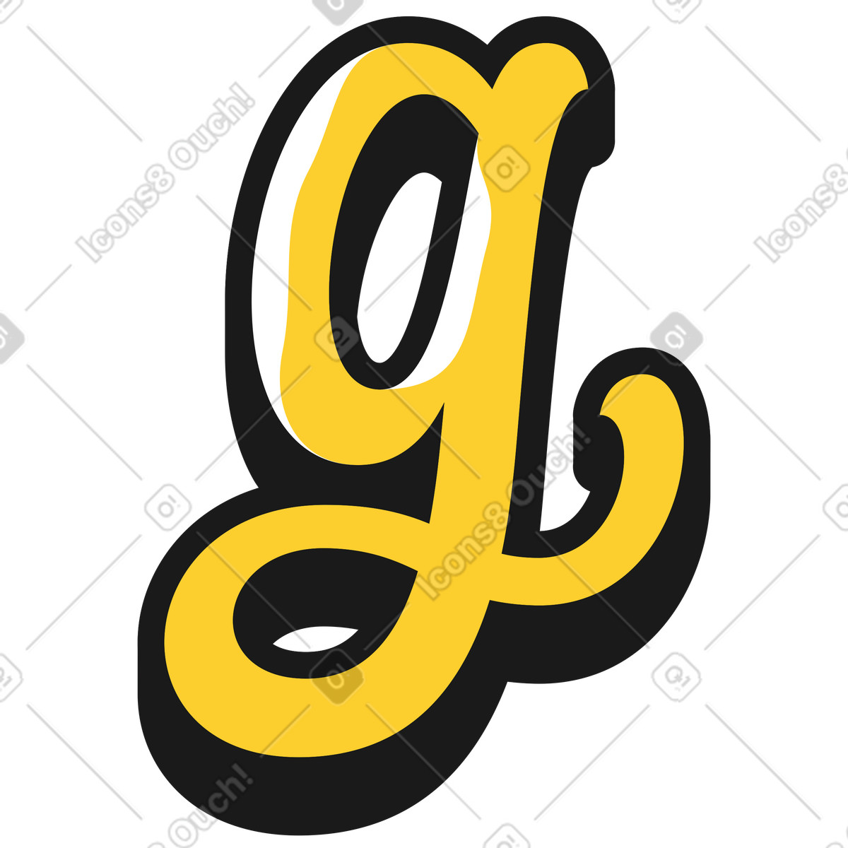 Lowercase letter g illustration in Taxi style download in PNG, SVG