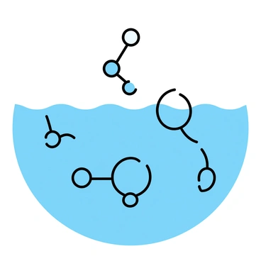 An underwater scene showing water molecules elegantly swaying as if performing a ballet