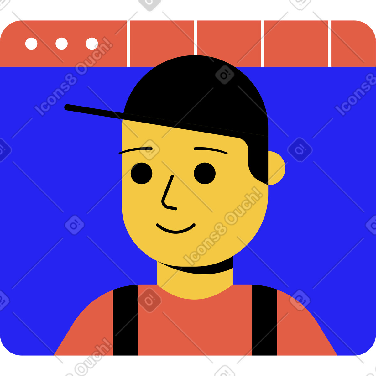 Ilustración Navegador con hombre en estilo Flat a descargar en PNG y SVG