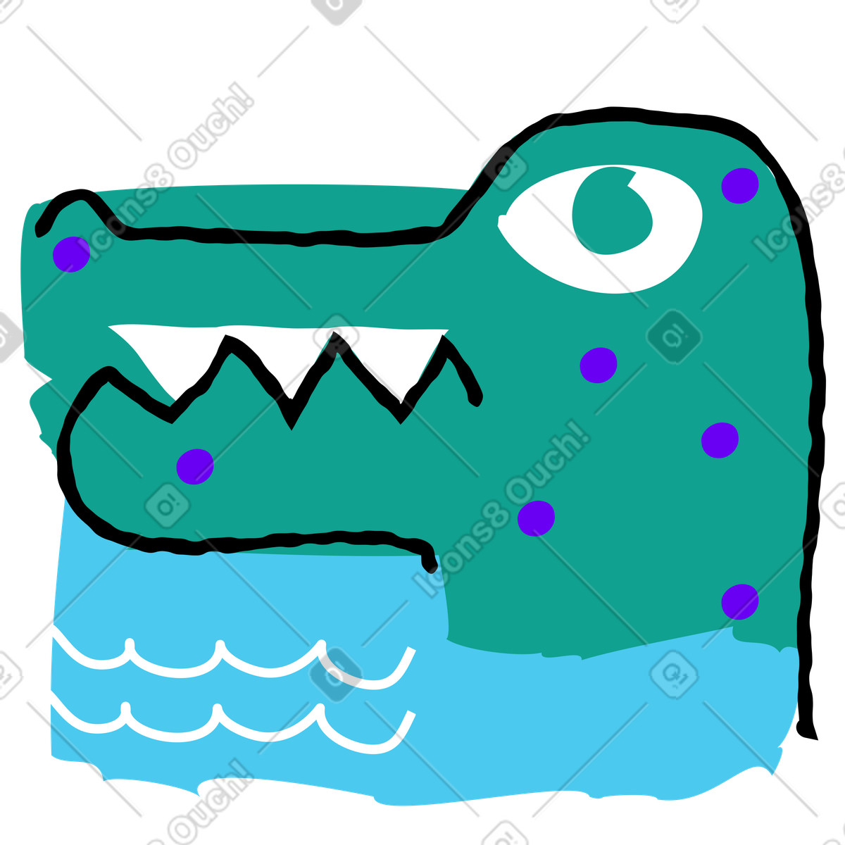 Crocodile illustration in Puzzle style download in PNG, SVG