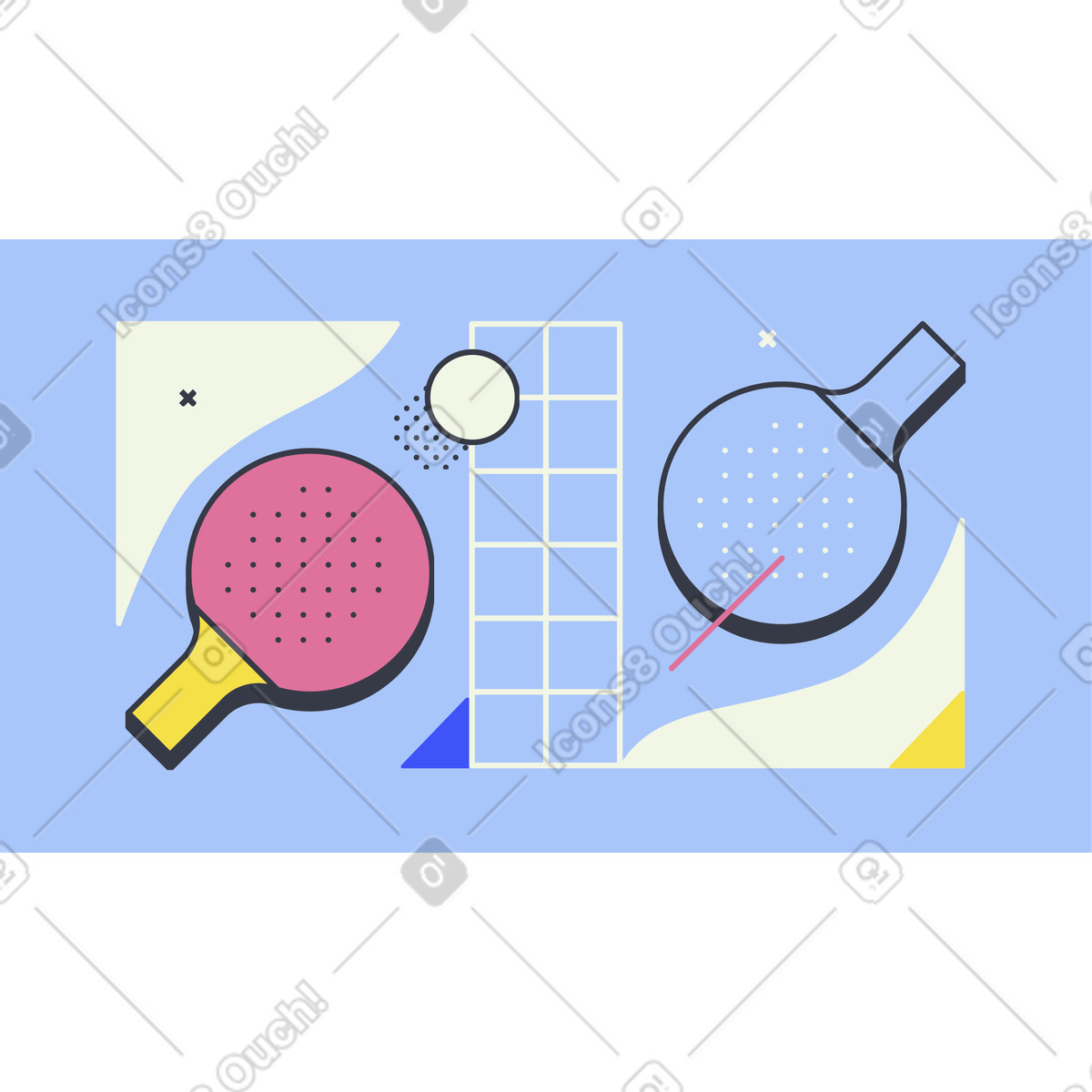 Playing table tennis animated illustration in Abstract style download in GIF, Lottie (JSON), AE