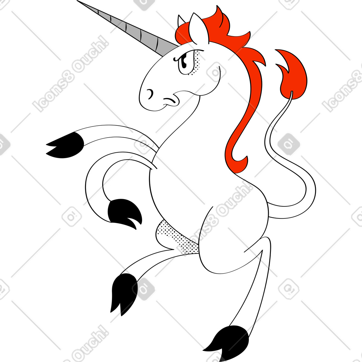 Looney 스타일의 일각수 일러스트레이션 PNG, SVG 다운로드