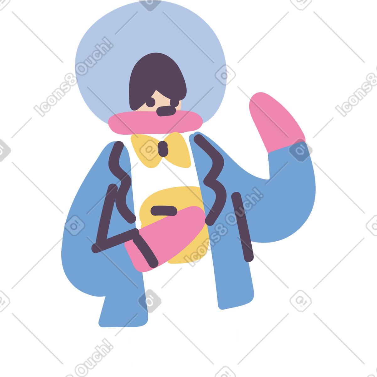 Waving astronaut-Illustration im Pluto-Stil als Download in PNG, SVG