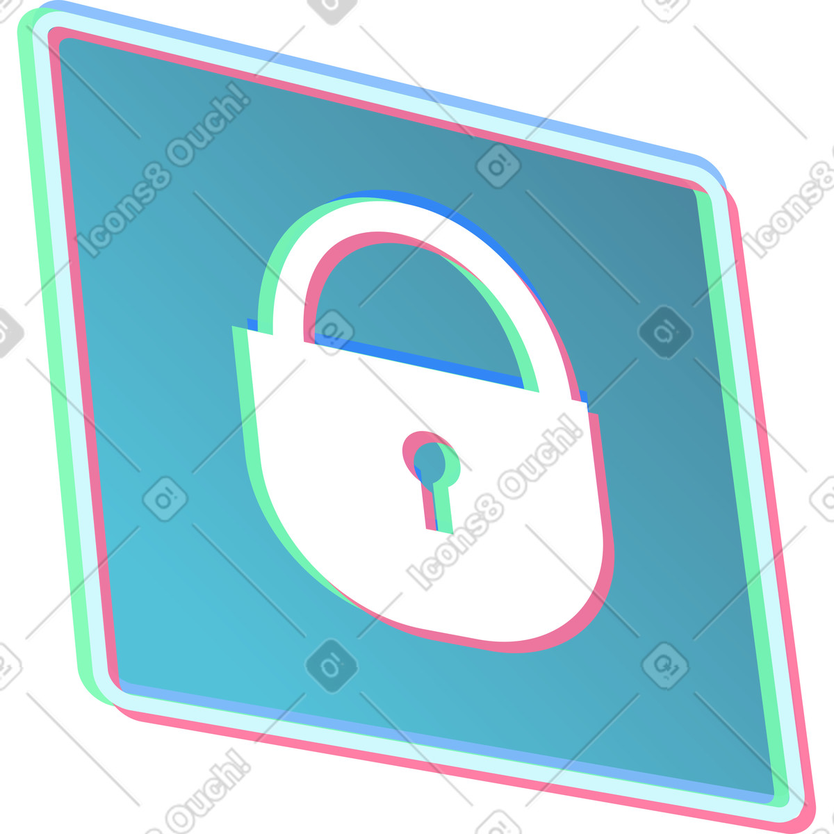 Lock icon illustration in Neon style download in PNG, SVG
