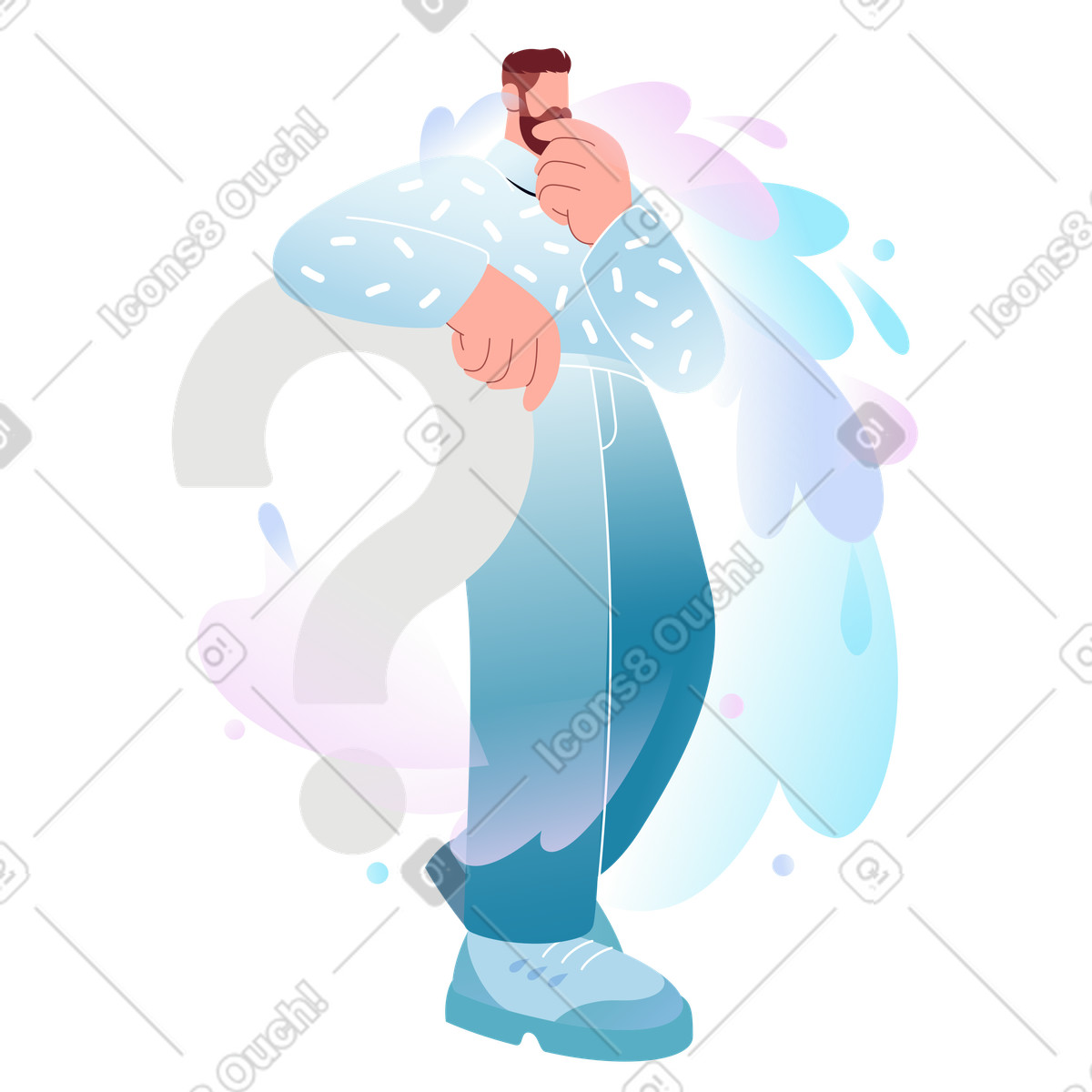 Thinking about a question, Decision making or problem solving illustration in Airy style download in PNG, SVG