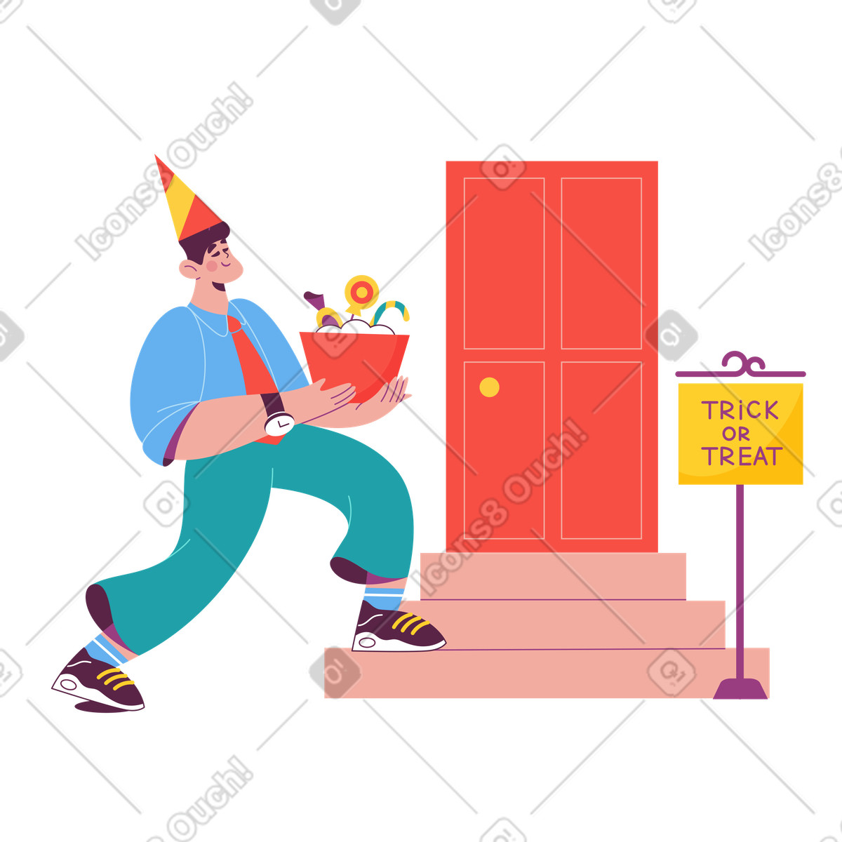 Süßes oder saures-Illustration im Sammy-Stil als Download in PNG, SVG