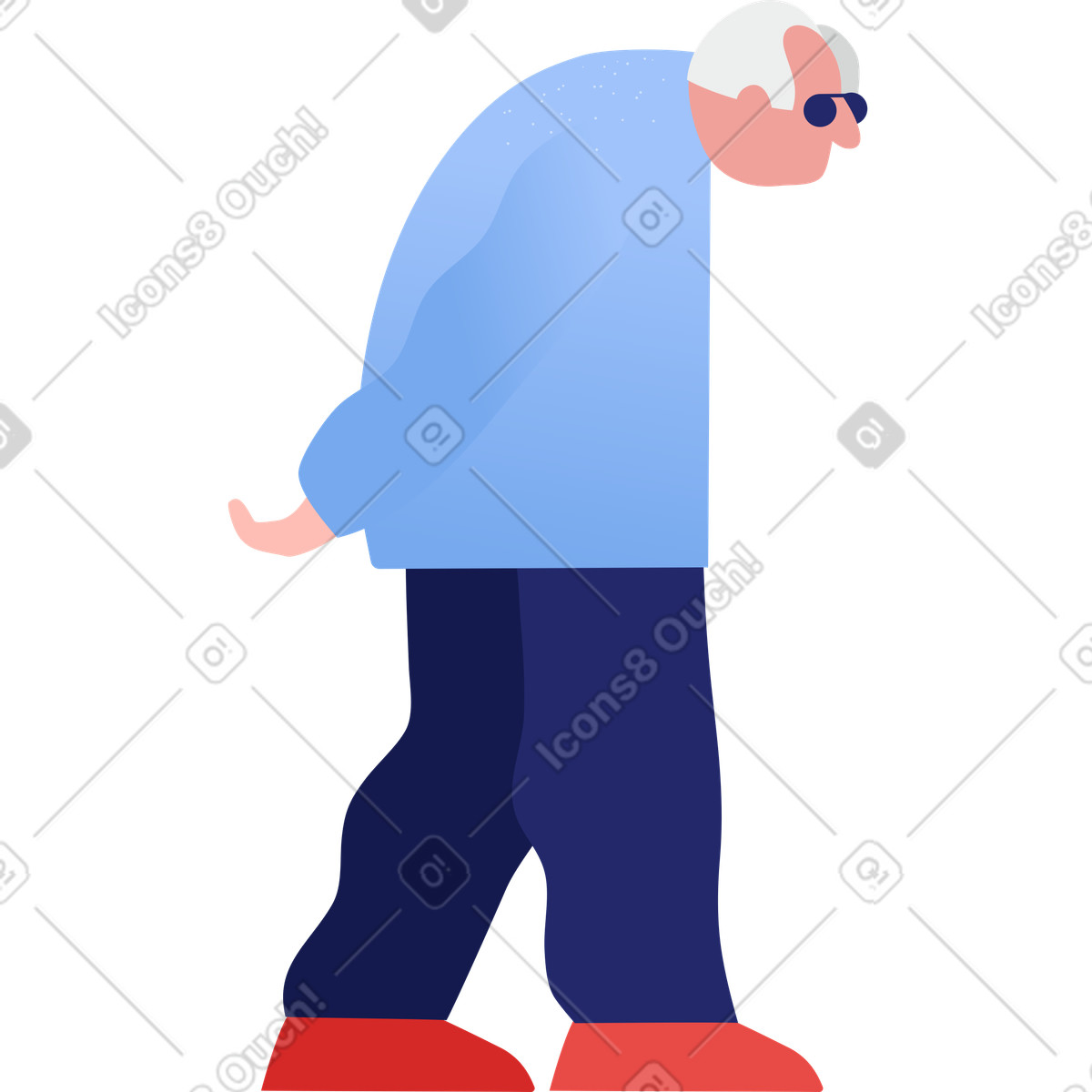 Grandpa walking illustration featuring elderly clipart in various like PNG and SVG