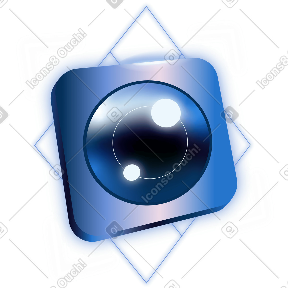 Video surveillance and CCTV monitoring with blue webcam lens icon illustration in Dimension style download in PNG, SVG