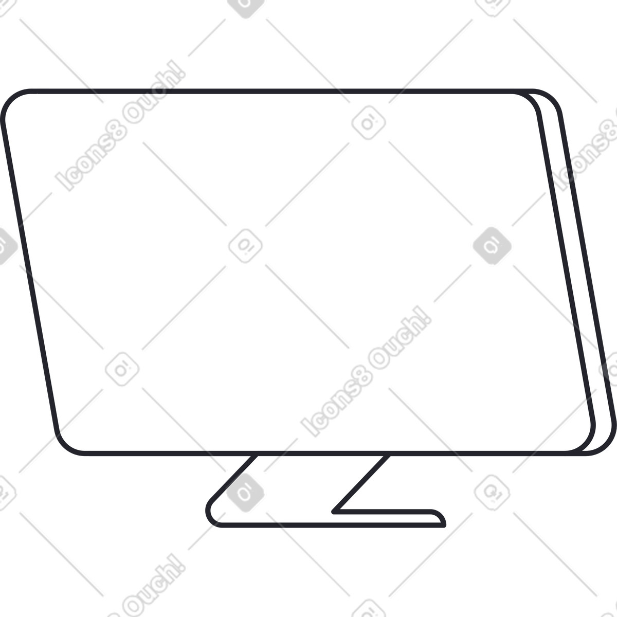 Monitor lineare bianco dal retro illustrazione in stile Grapy scarica in PNG, SVG