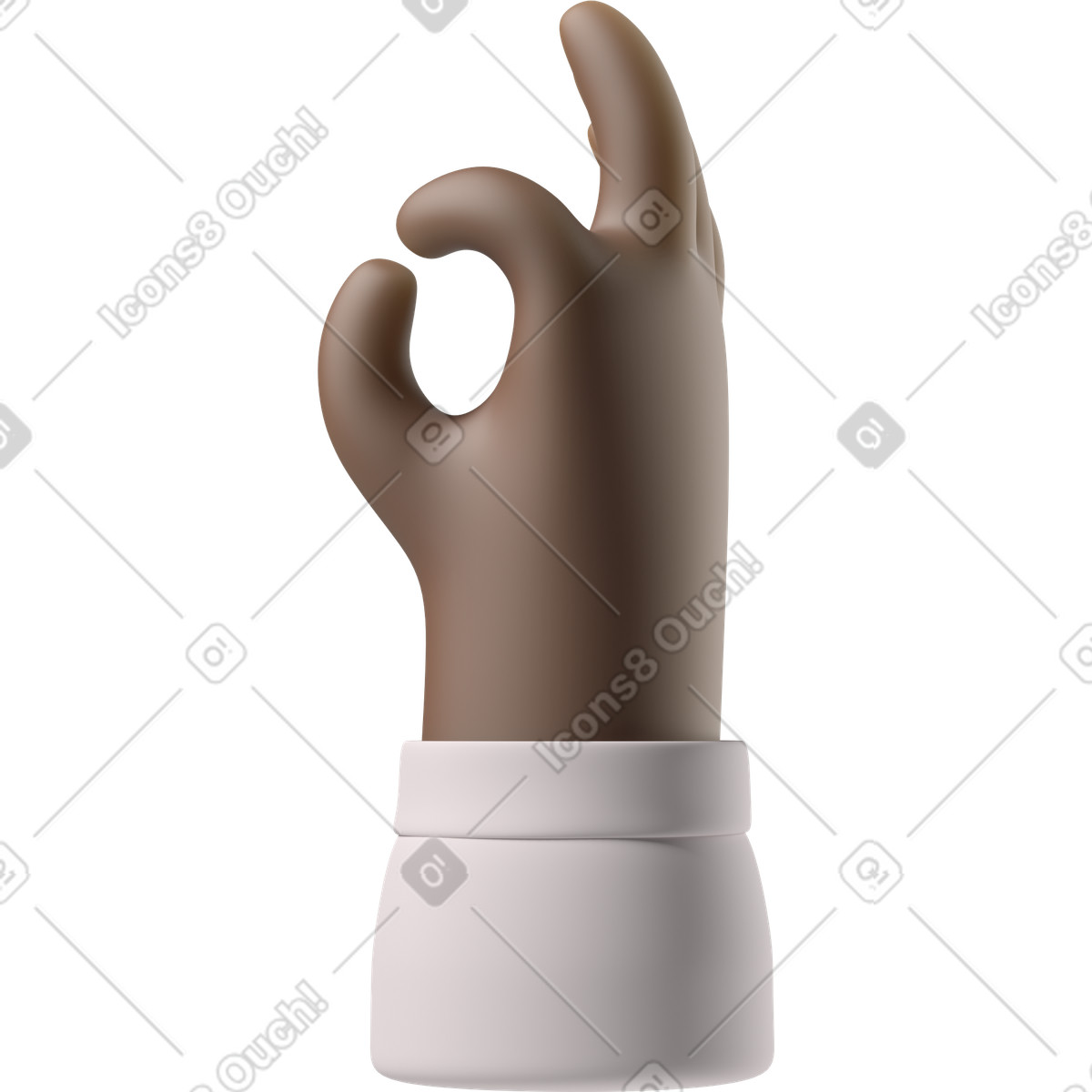Schwarze hauthand, die ok-zeichen zeigt-Illustration im 3D Hands Fun&Wild-Stil als Download in PNG, SVG
