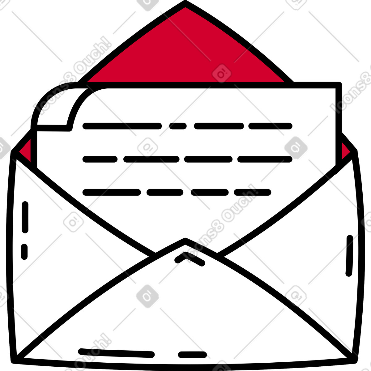Open envelope with a letter illustration in PNG, SVG