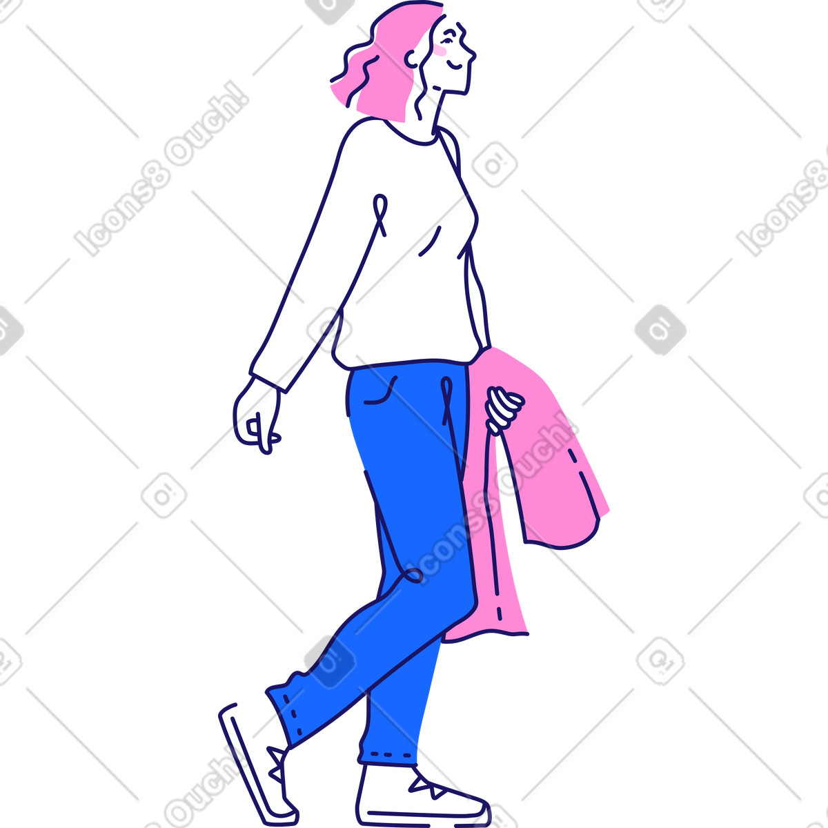 Woman with coat illustration in Matey style download in PNG, SVG