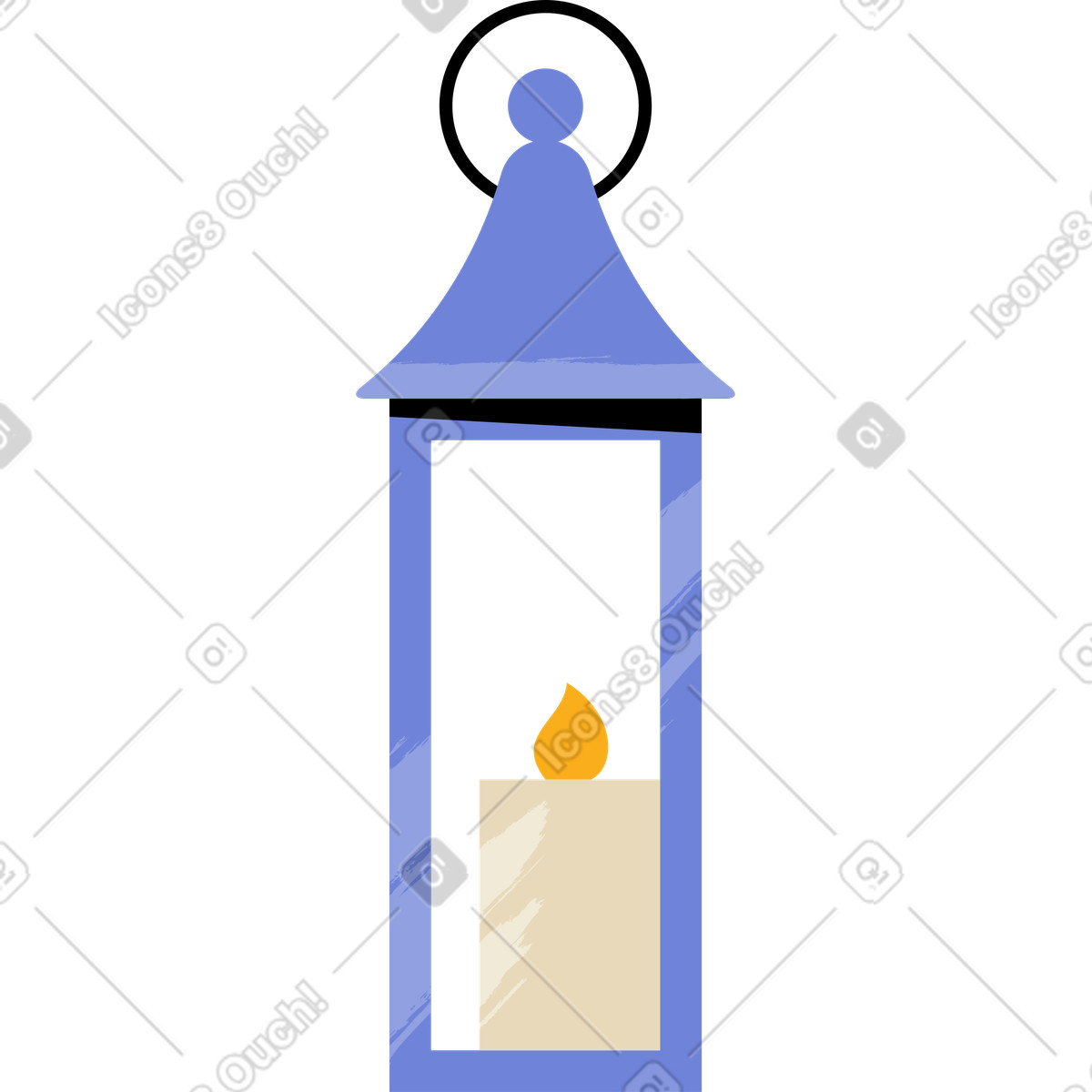 Laterne mit einer kerze-Illustration im Juicy-Stil als Download in PNG, SVG
