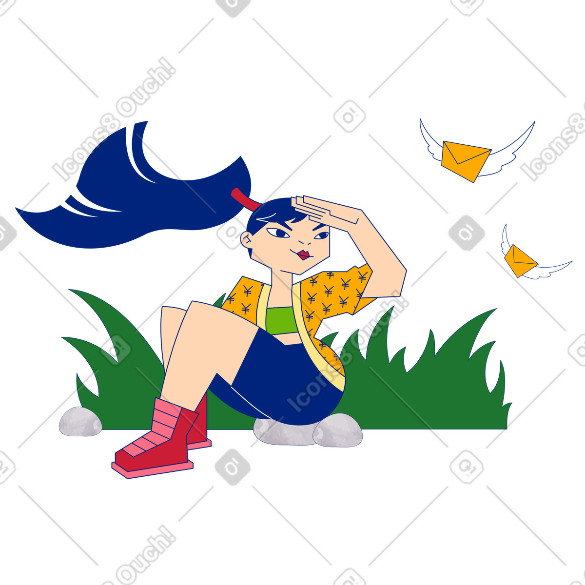 下载 Neo-Sakura 风格的 等待消息 插画，支持 PNG、SVG 格式