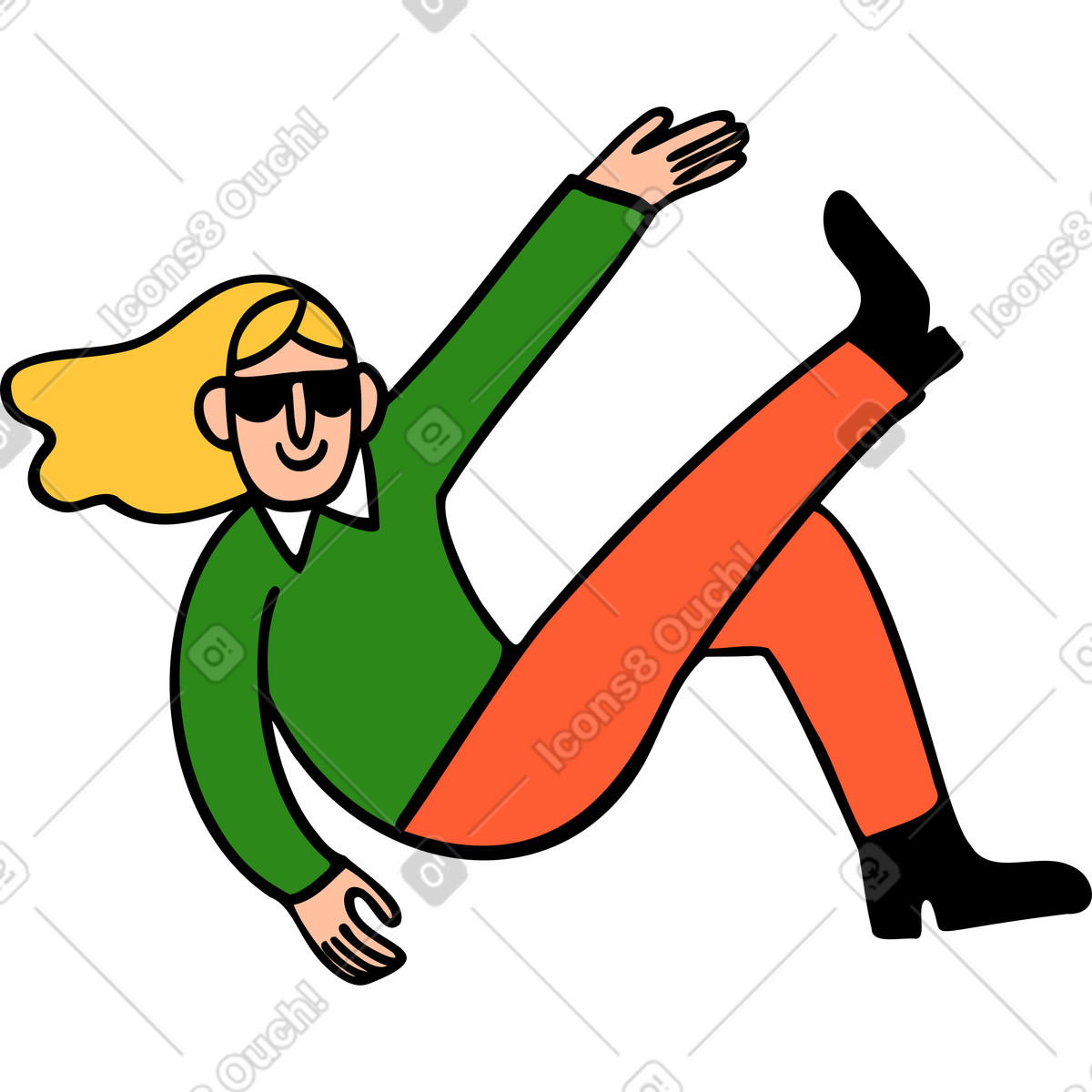 Illustration Femme allongée avec sa main et jambe levées dans le style Comic à télécharger aux formats PNG, SVG