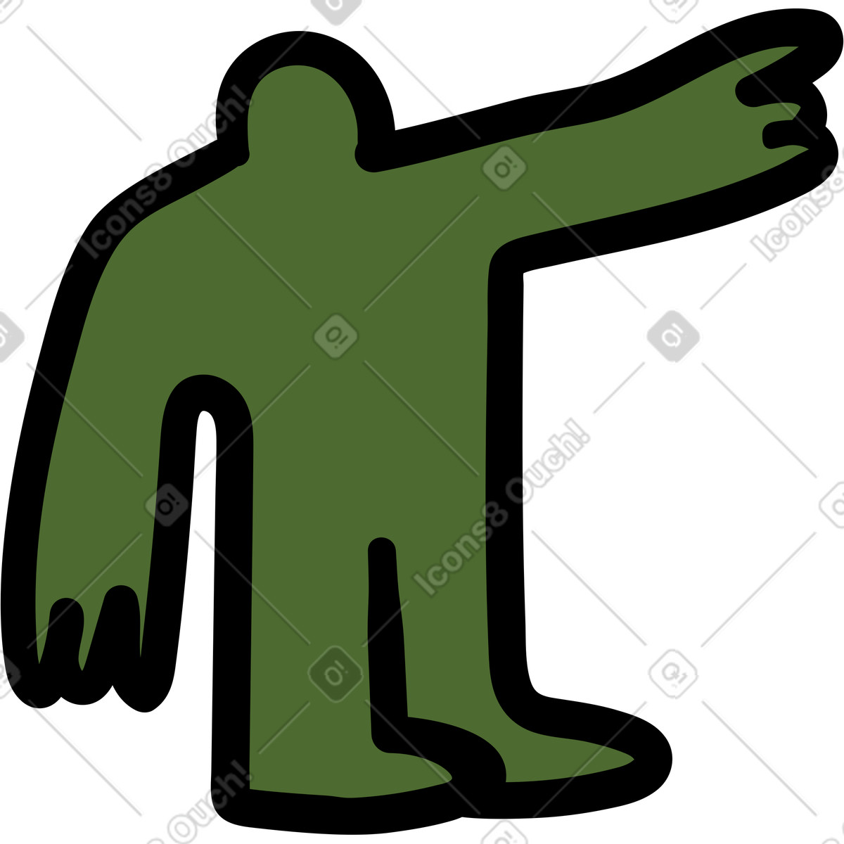 Green person pointing at something illustration in Wiggle style download in PNG, SVG