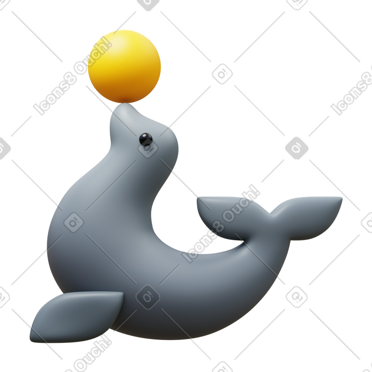 下载 3D Fluency 风格的 Seal circus 插画，支持 PNG、SVG 格式