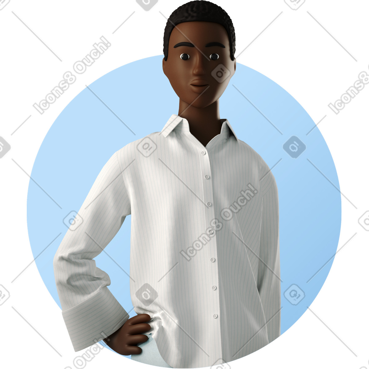 下载 3D Business 风格的 穿衬衫的人 插画，支持 PNG、SVG 格式