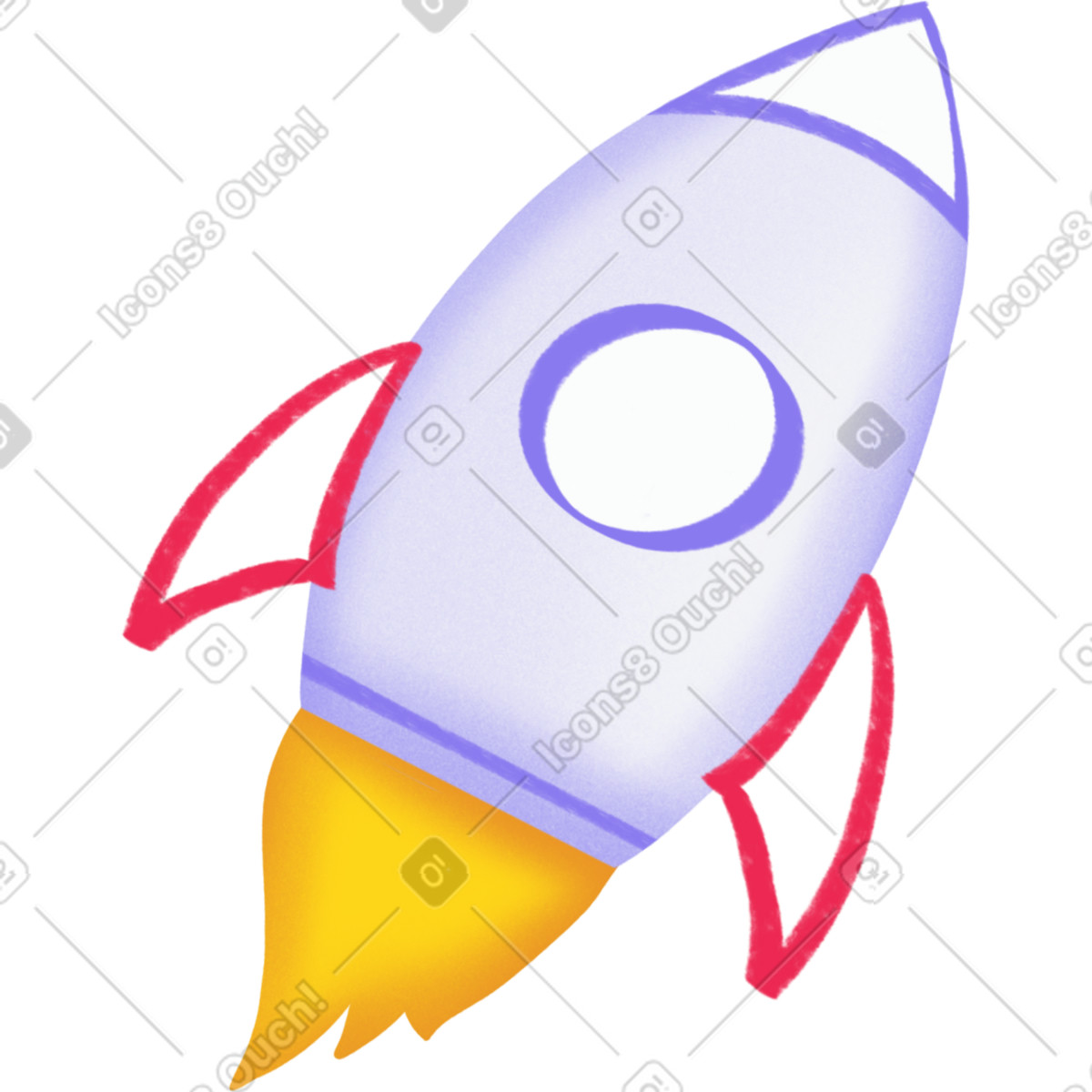 Flying rocket illustrazione in stile Bonny scarica in PNG, SVG