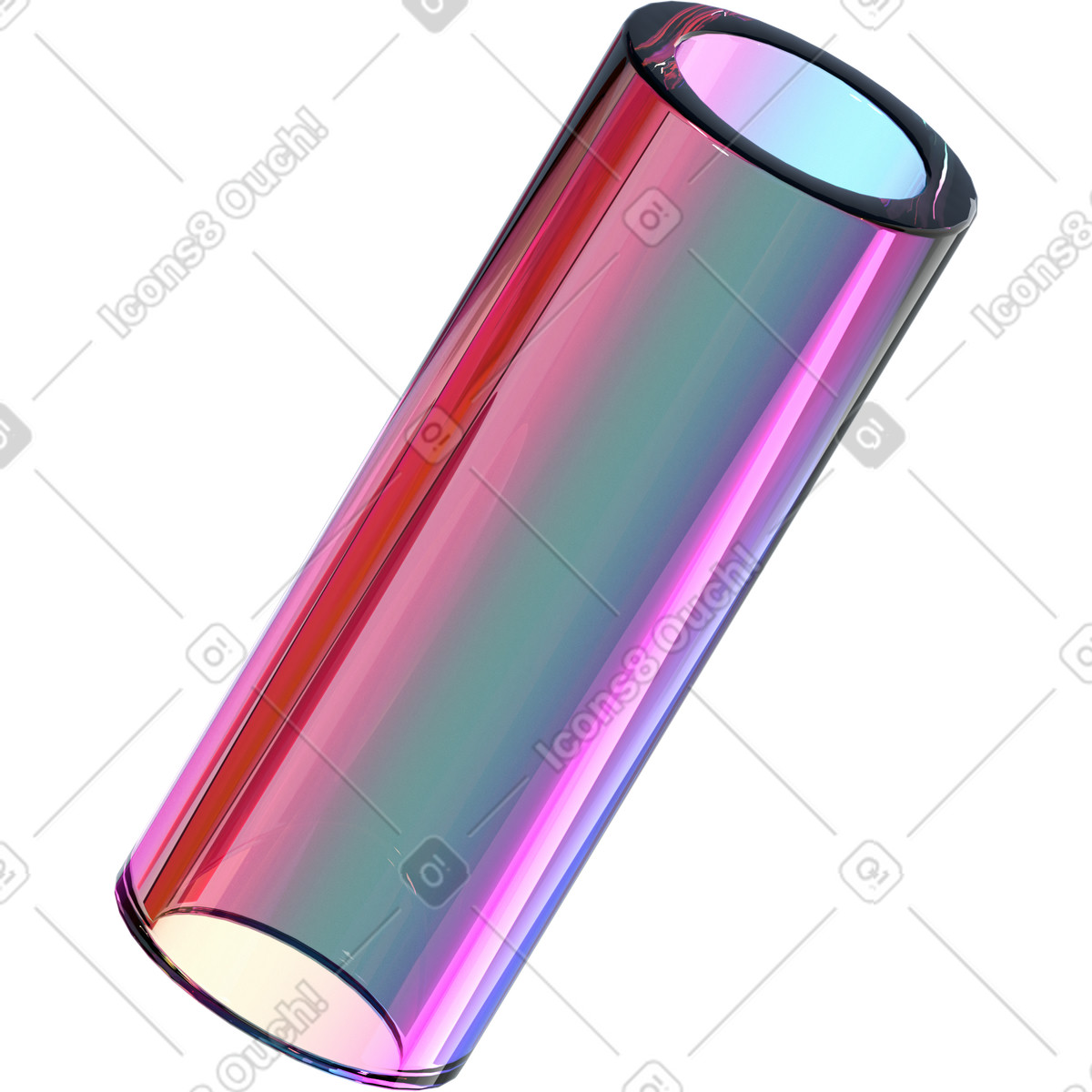 Tubo di vetro iridescente illustrazione in stile 3D Glassy scarica in PNG, SVG