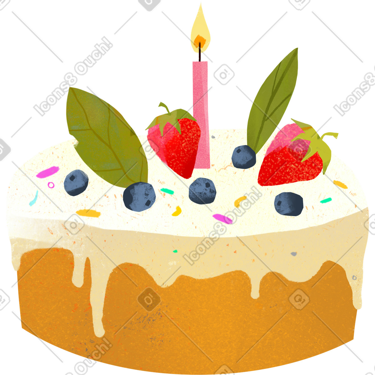 下载 Fabulous 风格的 生日蛋糕 插画，支持 PNG、SVG 格式
