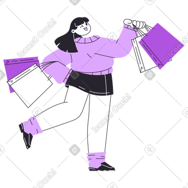 Femme heureuse lors d'une virée shopping PNG, SVG