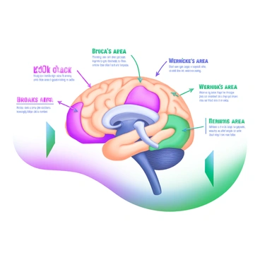 A brain diagram with language processing areas clearly labeled