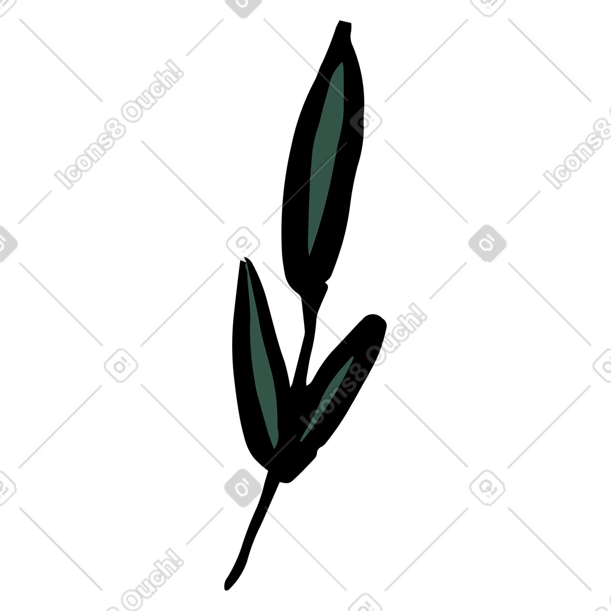 Pianta con tre foglie illustrazione in stile Scandi scarica in PNG, SVG