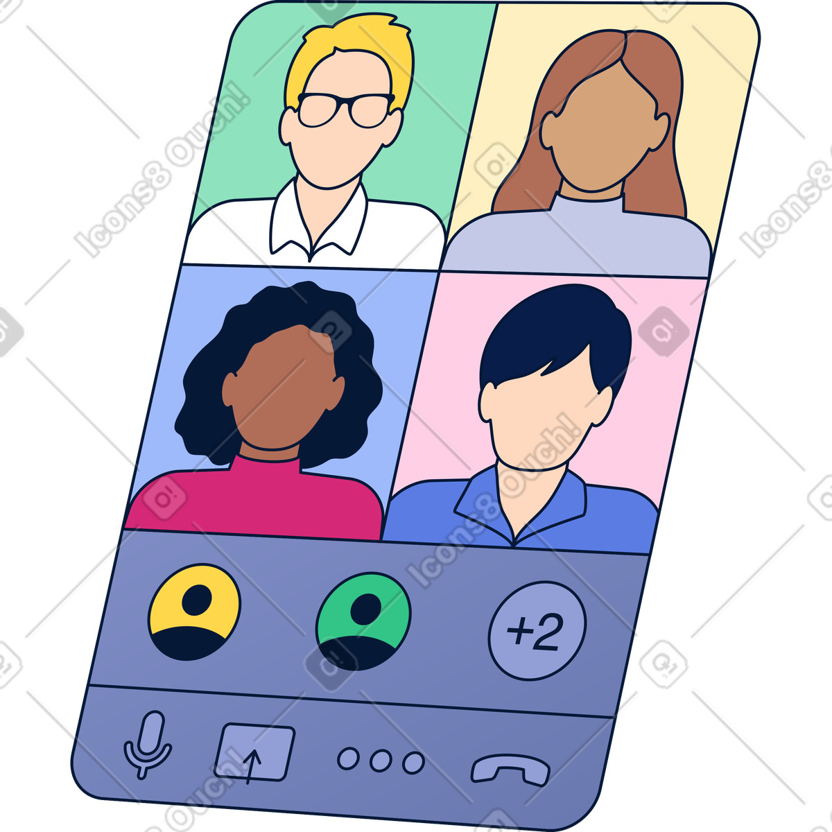 Ilustração de Reunião online da equipe em no estilo Neat para baixar em PNG, SVG