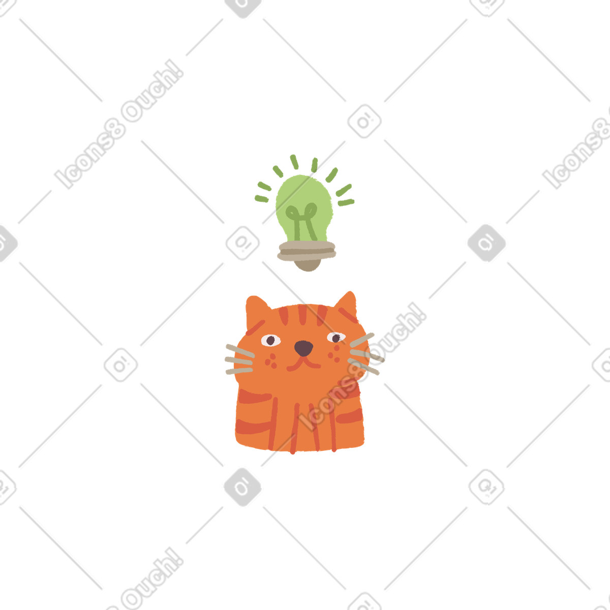 Cat having a light-bulb moment illustration in Ginger style download in PNG, SVG