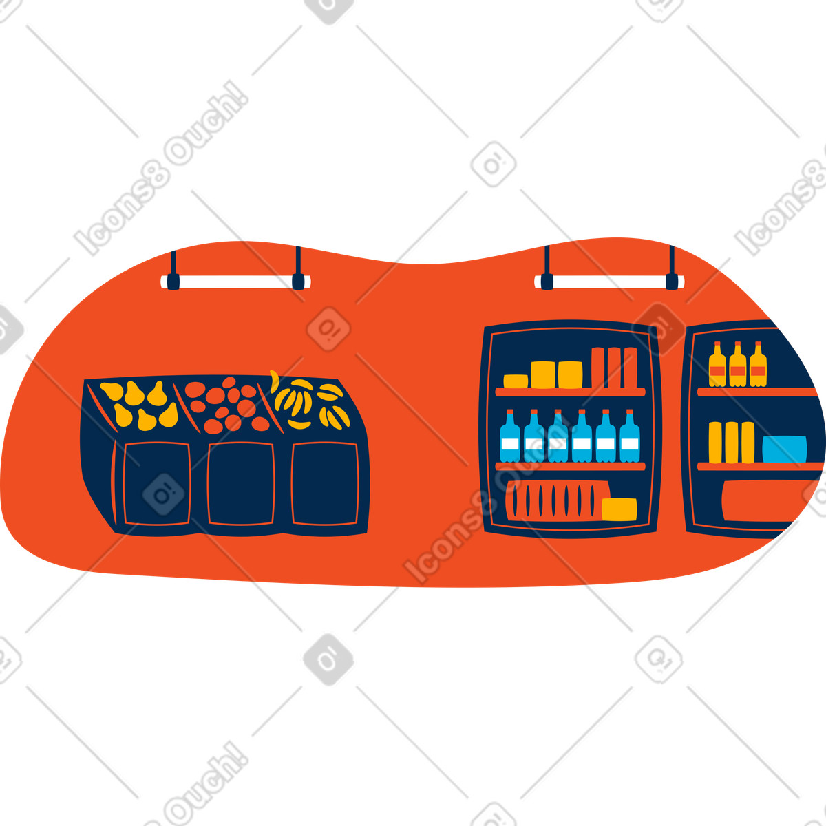 Grocery store illustration in Flame style download in PNG, SVG