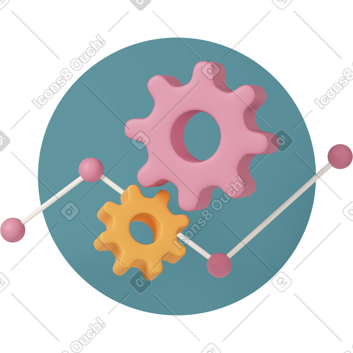 3D Casual life スタイルの Gears with statistics のイラストをPNG、SVG形式でダウンロード