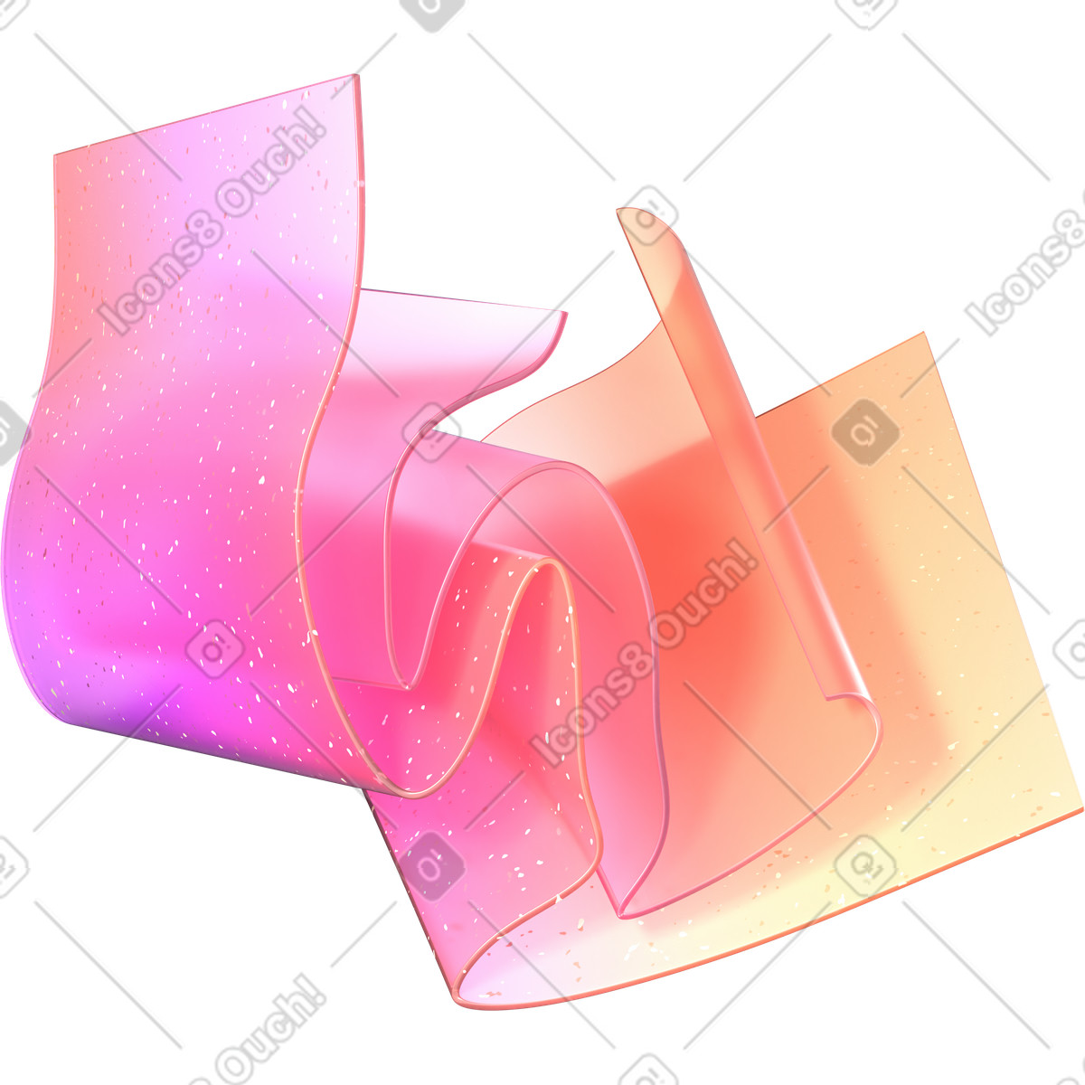 Illustration Longs rectangles torsadés de la même couleur dans le style 3D Glassy à télécharger aux formats PNG, SVG