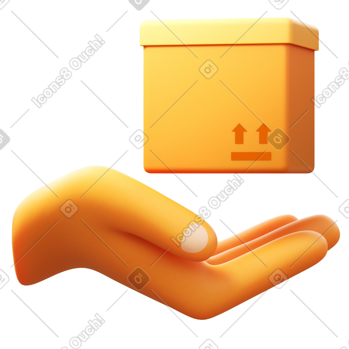 Mano con scatola illustrazione in stile 3D Fluency scarica in PNG, SVG