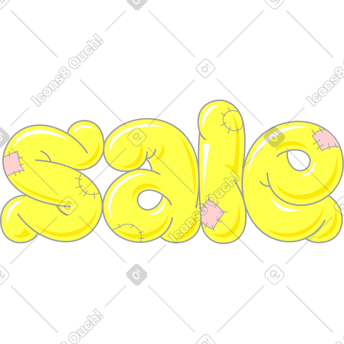 Illustration Vente de lettrage dans le texte des patchs style Lettering à télécharger aux formats PNG, SVG