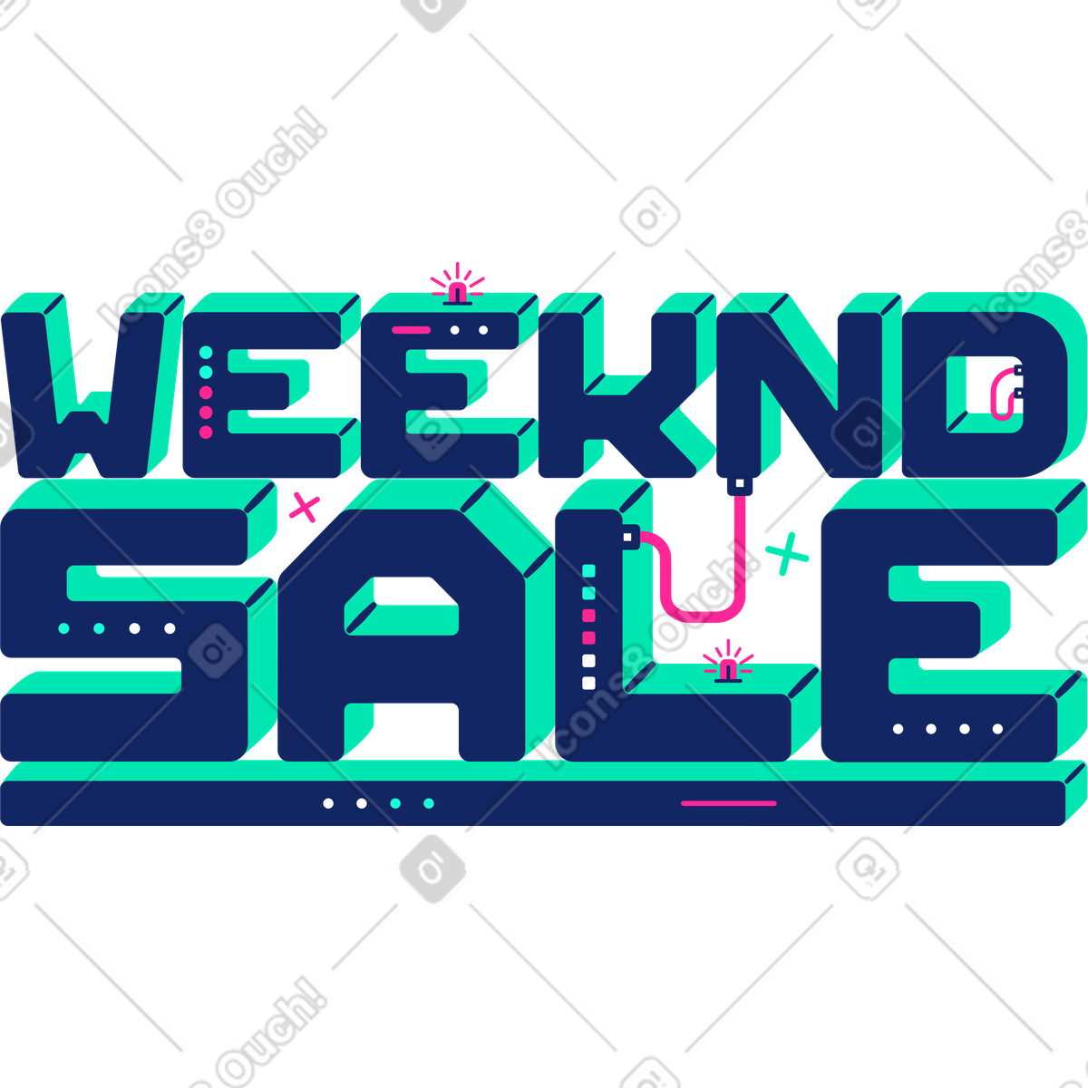 Ilustración Venta de fin semana en estilo Cyborg a descargar en PNG y SVG