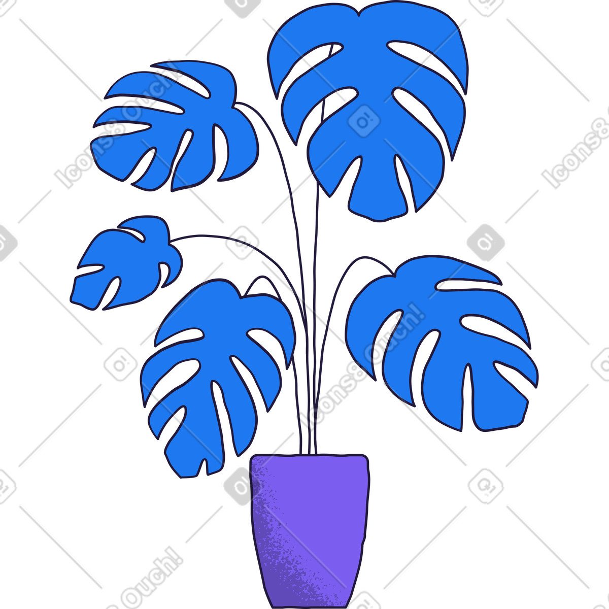 Ilustração de Monstera em no estilo Conifer para baixar em PNG, SVG